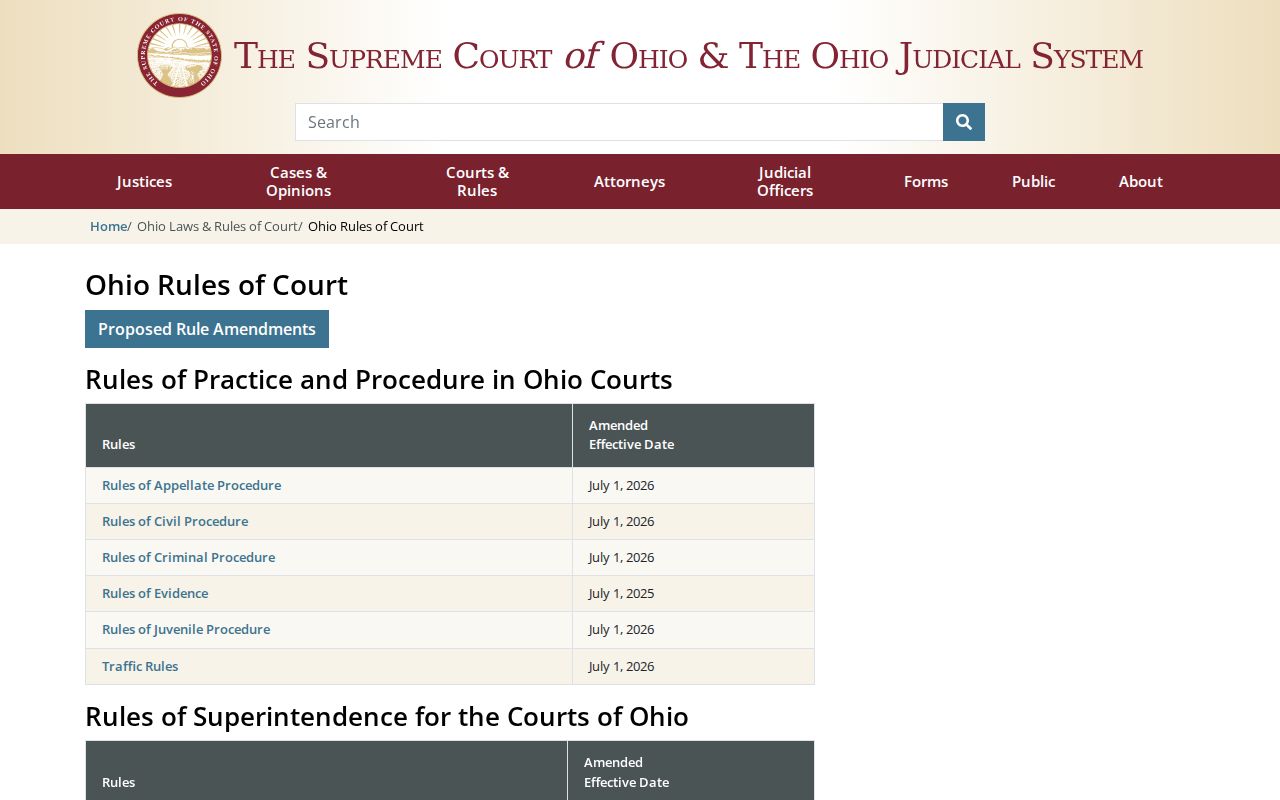 Ohio Rules of Court page relevant to restricted Knox County case lookup records