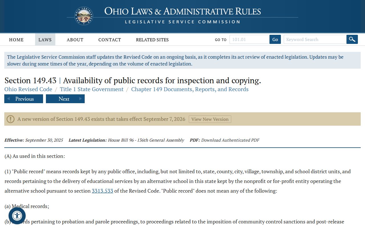 Knox County court records reference for Ohio Public Records Act access rules