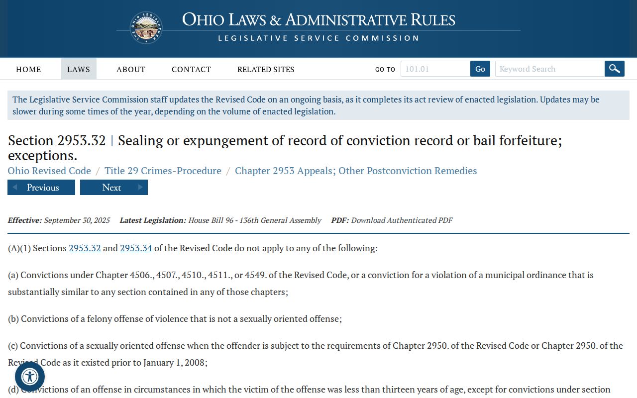 Knox County court records reference for Ohio sealing and expungement law
